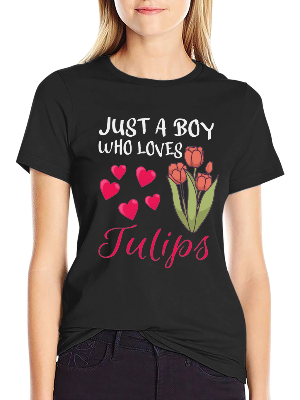 Just A Boy Who Loves Tulips Graphic T-Shirt