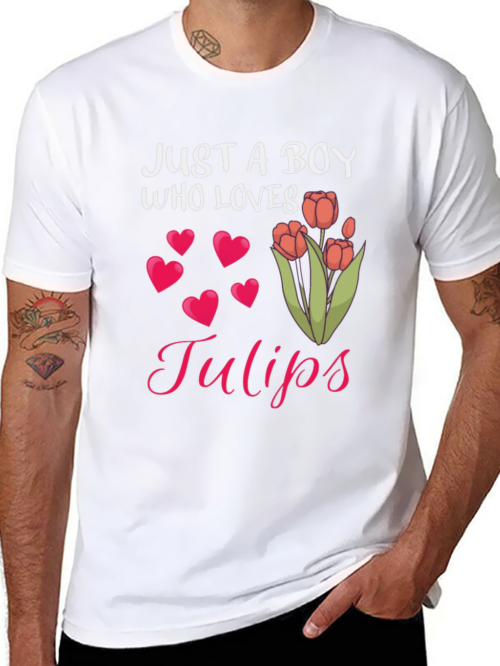 Just A Boy Who Loves Tulips Graphic T-Shirt