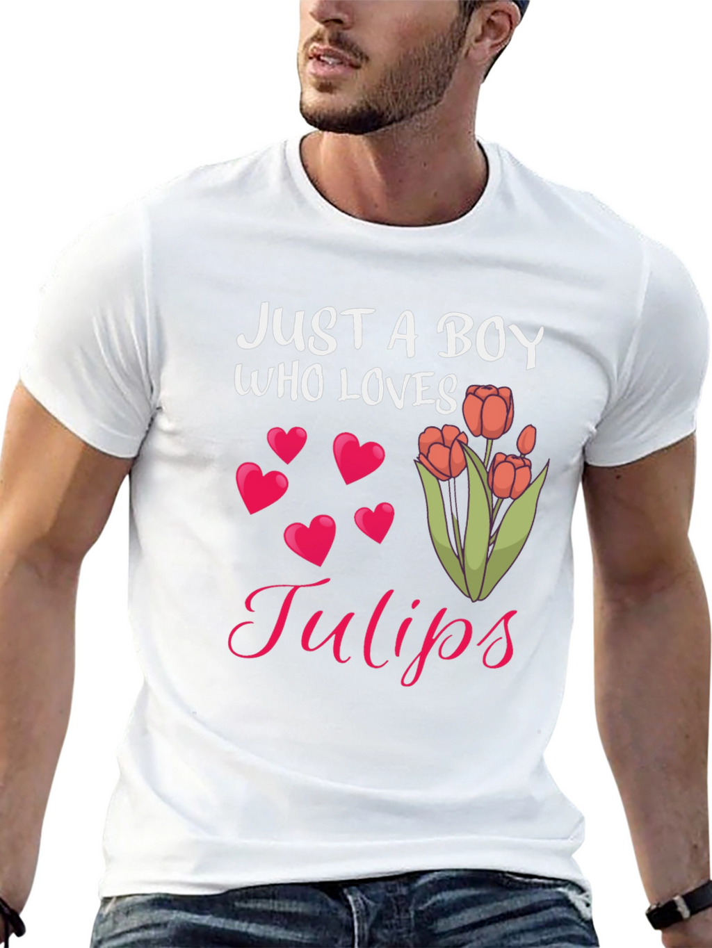 Just A Boy Who Loves Tulips Graphic T-Shirt