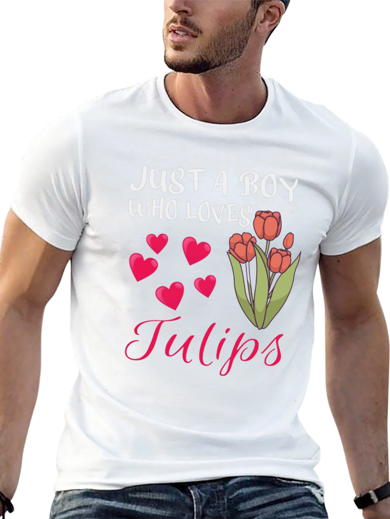 Just A Boy Who Loves Tulips Graphic T-Shirt