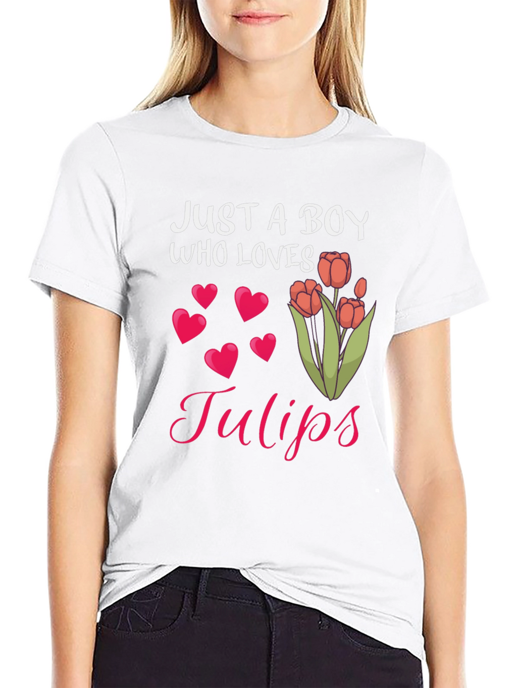 Just A Boy Who Loves Tulips Graphic T-Shirt