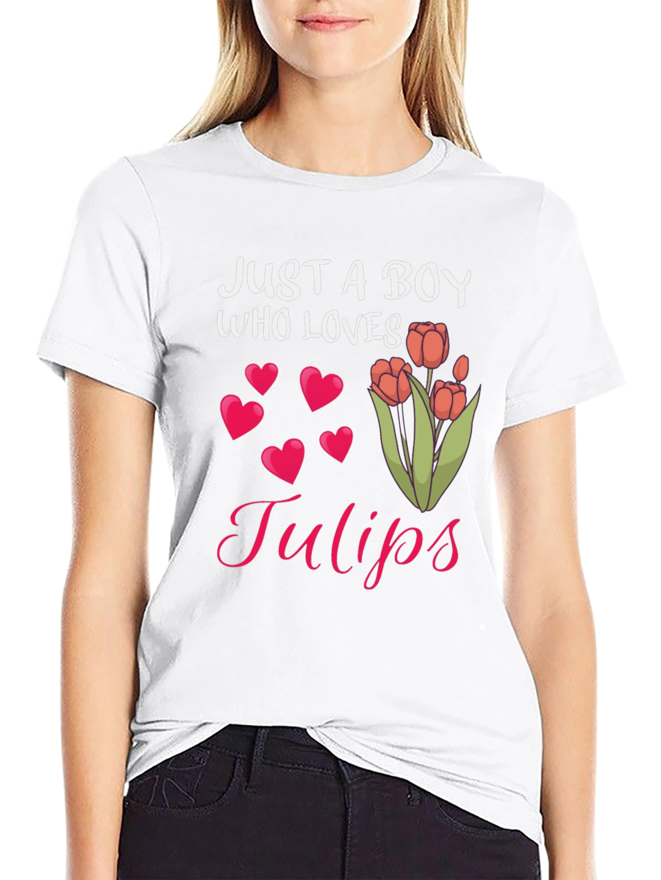 Just A Boy Who Loves Tulips Graphic T-Shirt