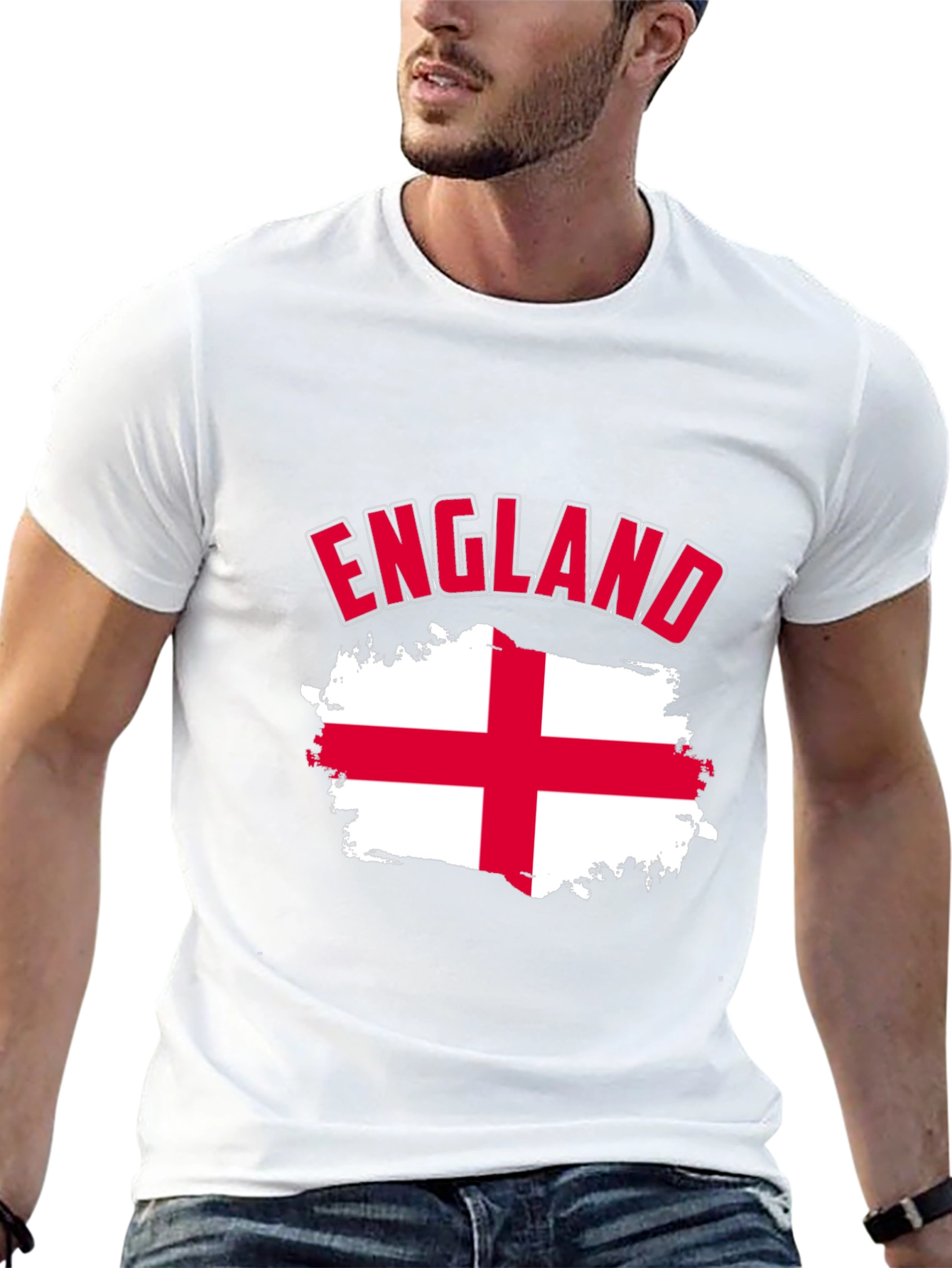 England Flag T-Shirt - Mens Black Cotton Tee