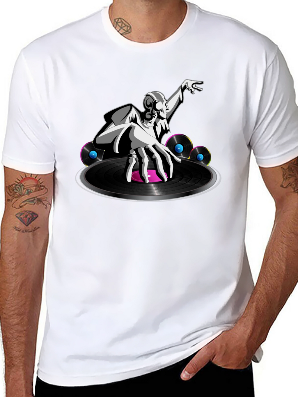 DJ Turntable Graphic Tee - Cool Black T-Shirt