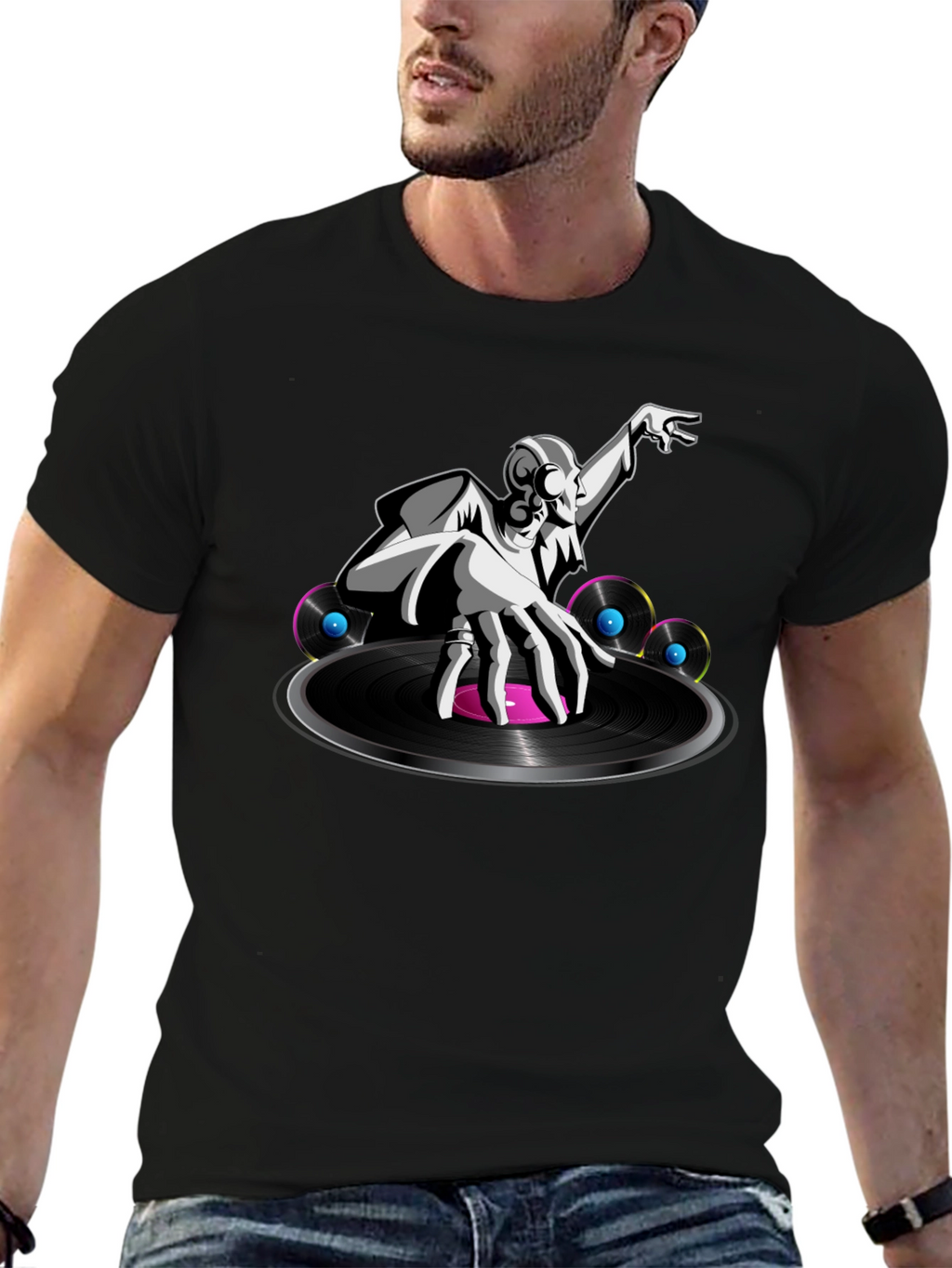 DJ Turntable Graphic Tee - Cool Black T-Shirt