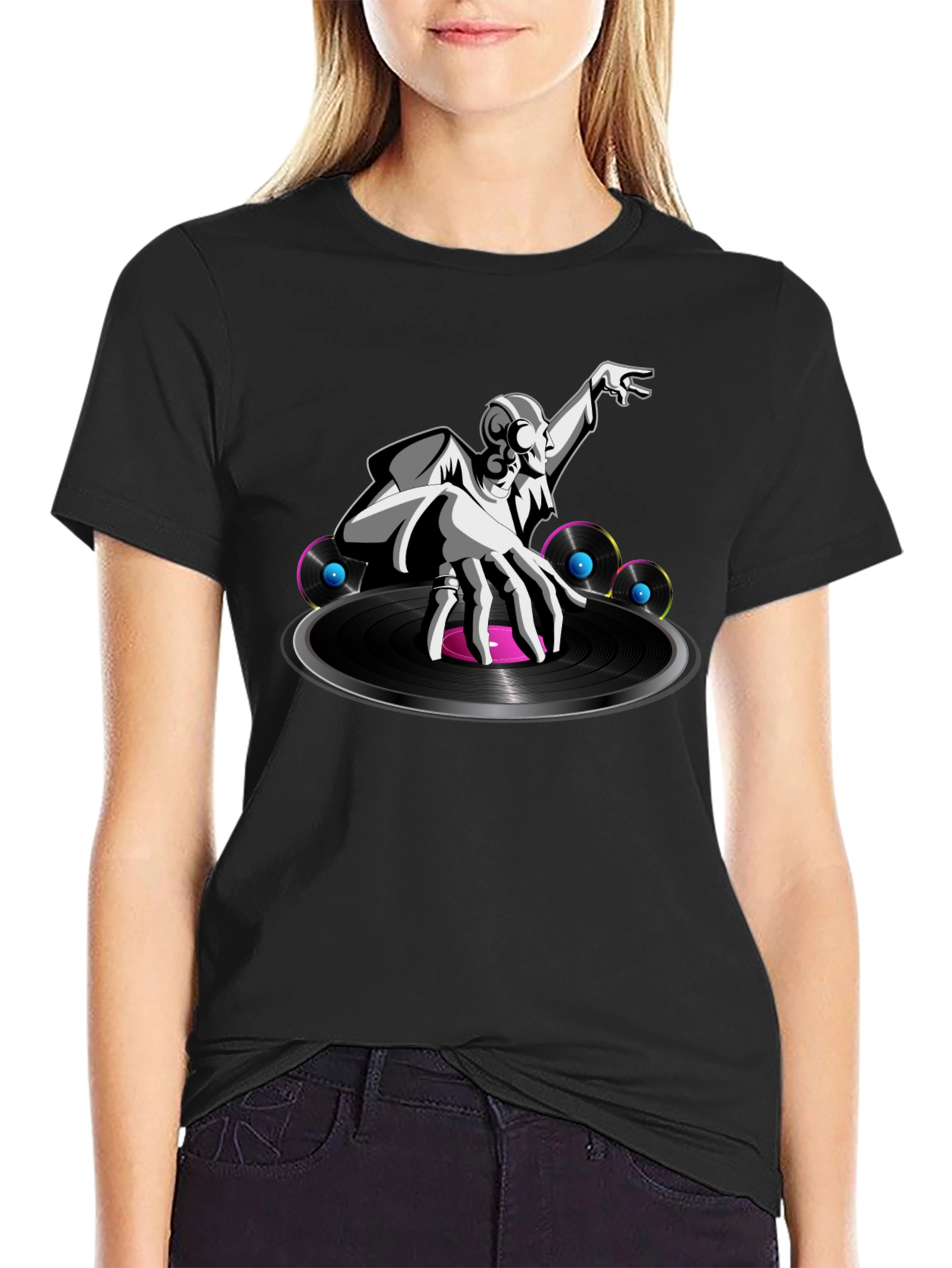 DJ Turntable Graphic Tee - Cool Black T-Shirt