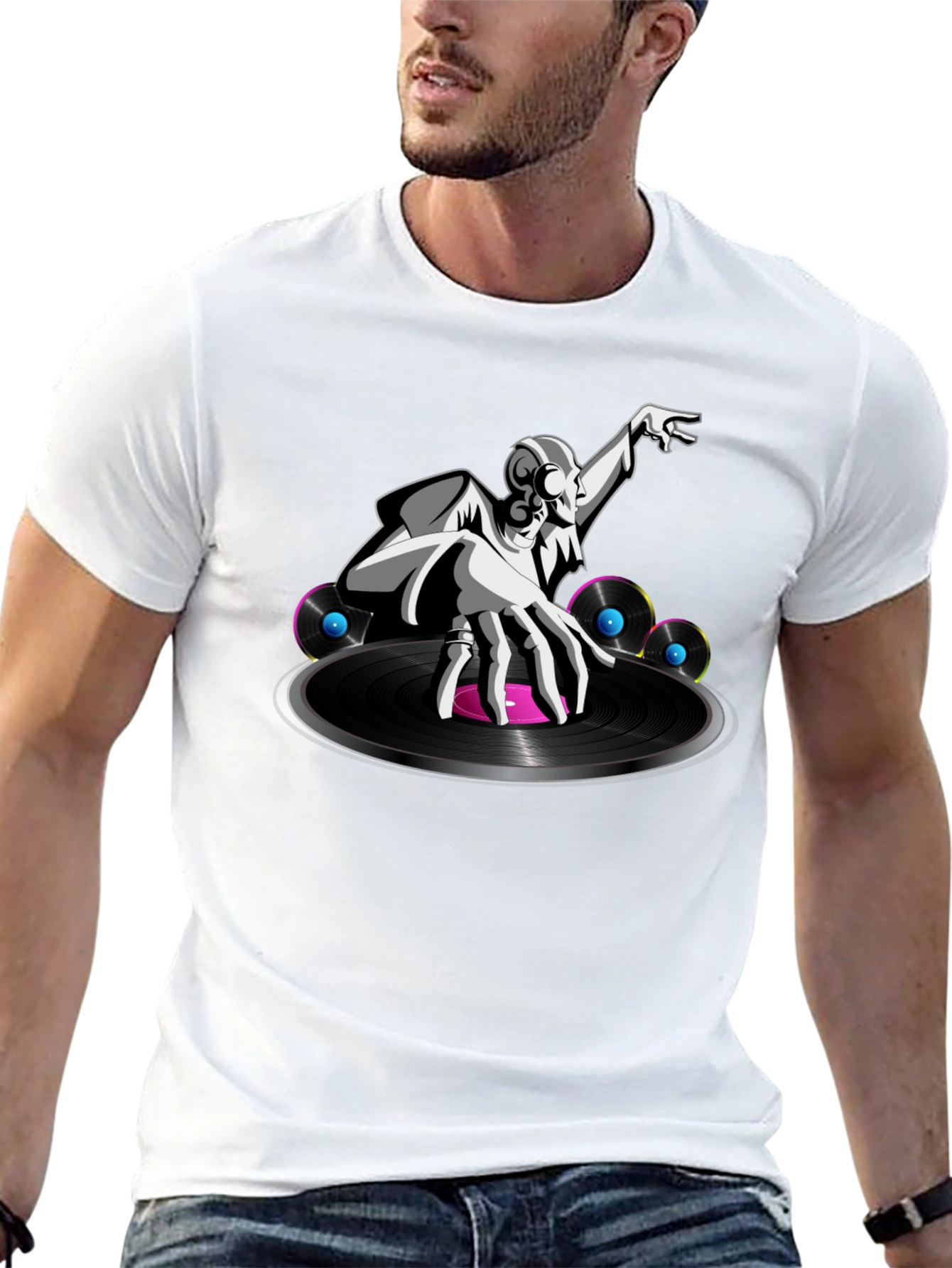 DJ Turntable Graphic Tee - Cool Black T-Shirt