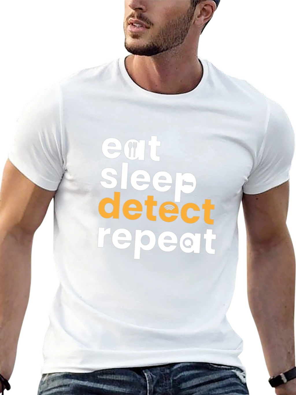 Eat Sleep Detect Repeat T-Shirt - Fun Techie Tee