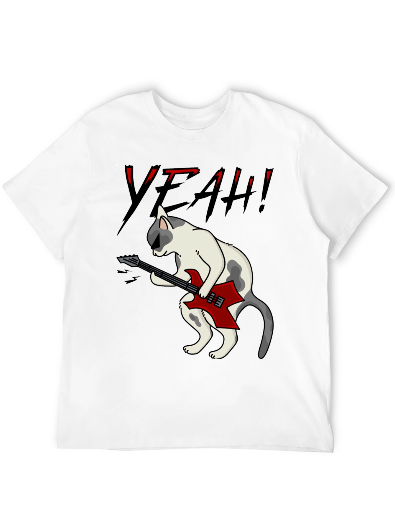 Rock Cat Graphic T-Shirt - Black Cotton Tee