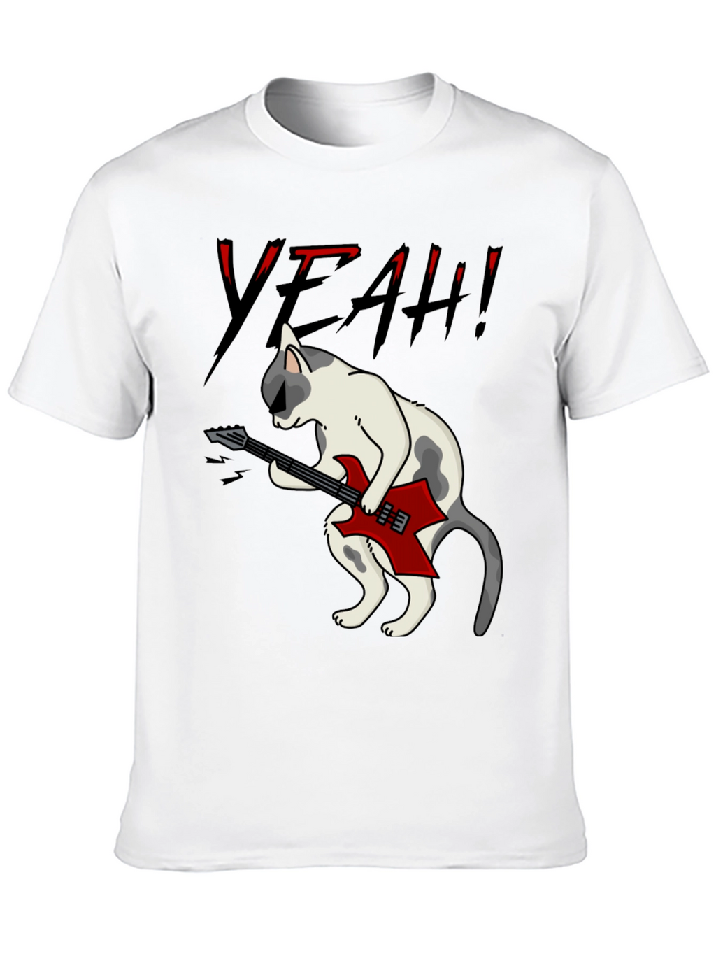Rock Cat Graphic T-Shirt - Black Cotton Tee