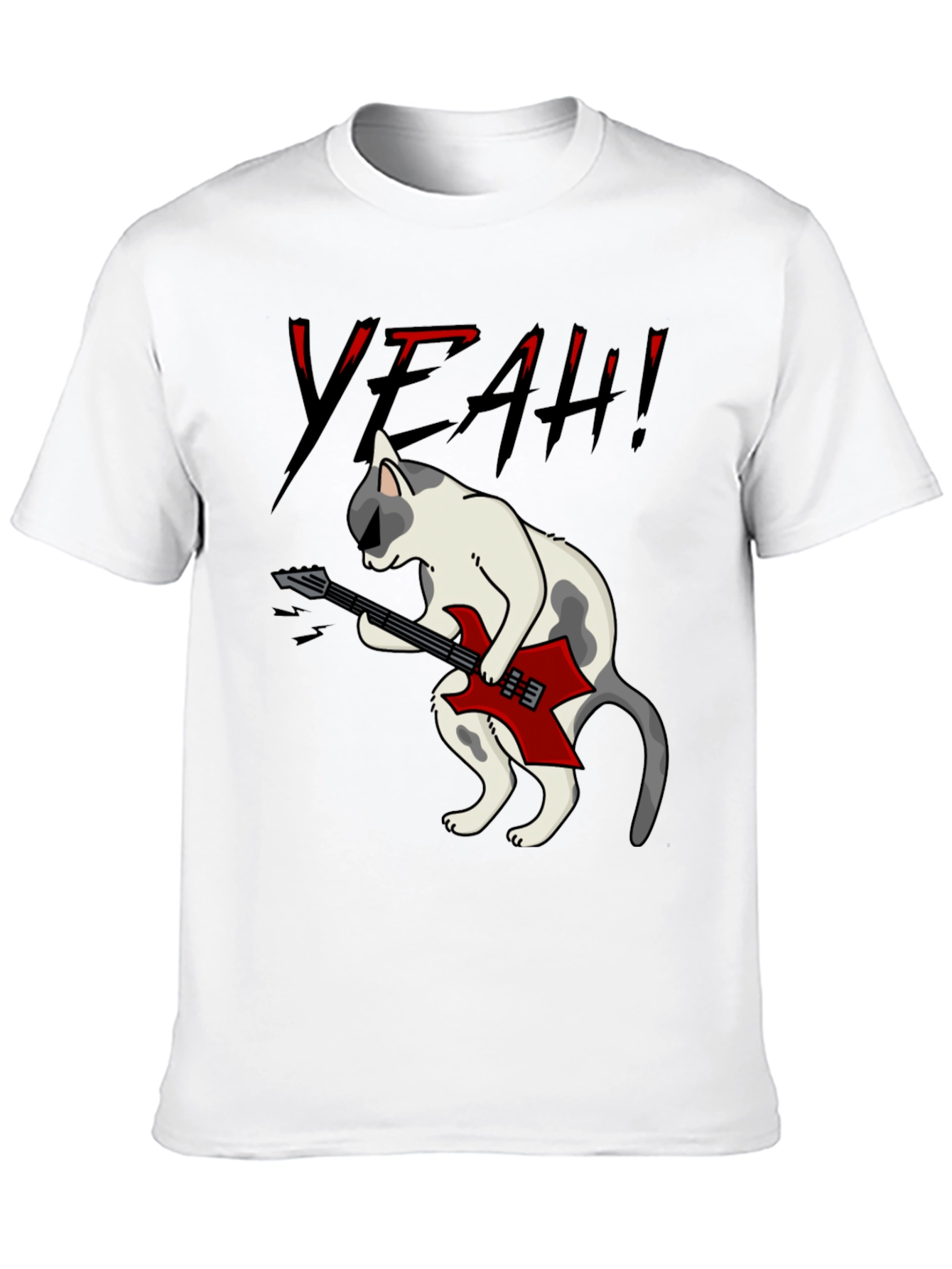 Rock Cat Graphic T-Shirt - Black Cotton Tee