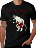 Rock Cat Graphic T-Shirt - Black Cotton Tee