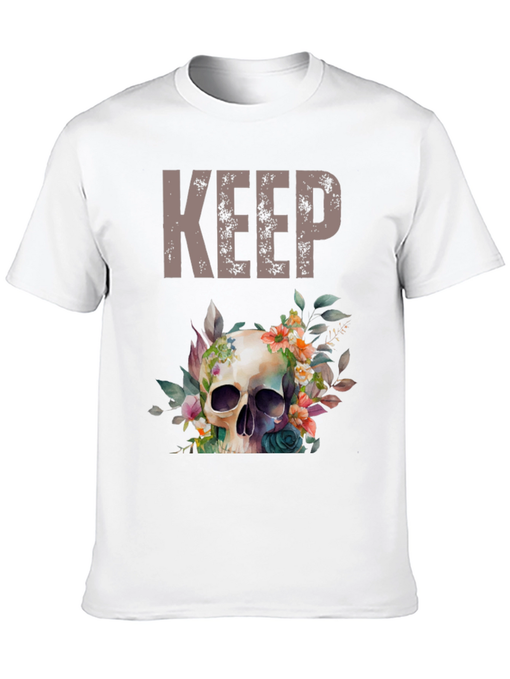 Floral Skull Graphic Tee - Keep Going