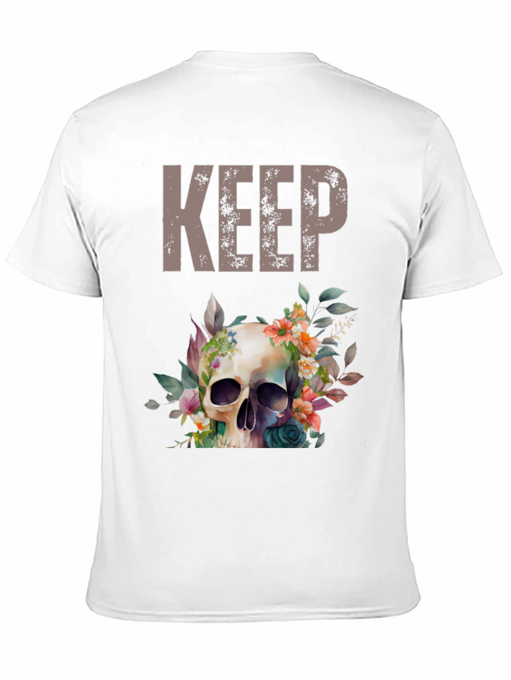 Floral Skull Graphic Tee - Keep Going