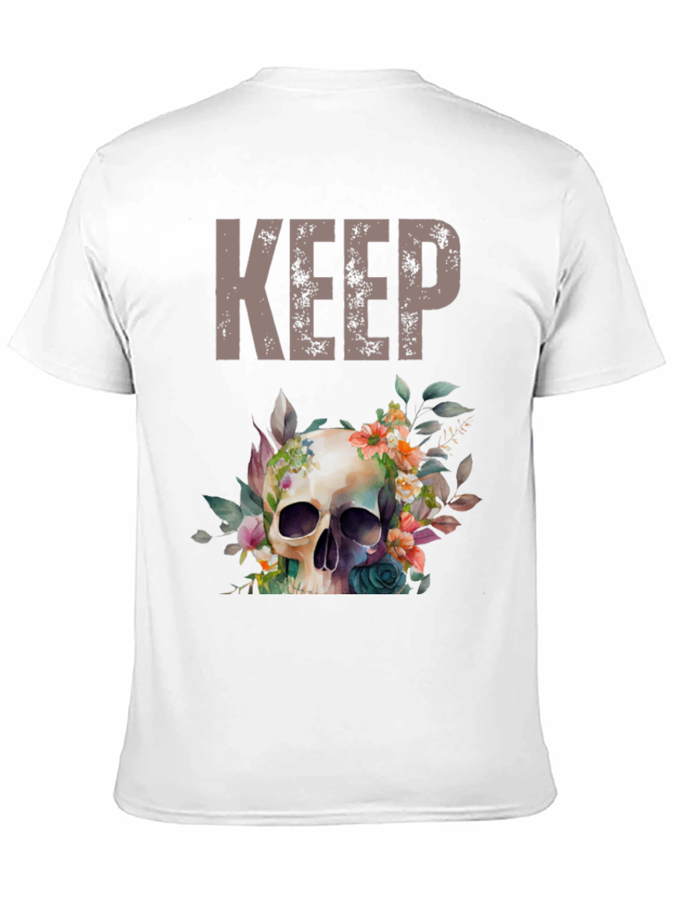 Floral Skull Graphic Tee - Keep Going