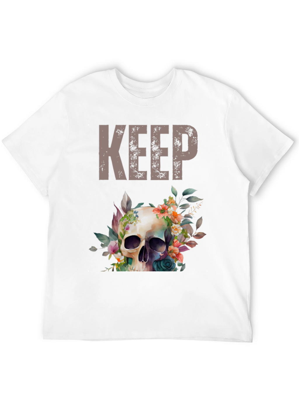 Floral Skull Graphic Tee - Keep Going