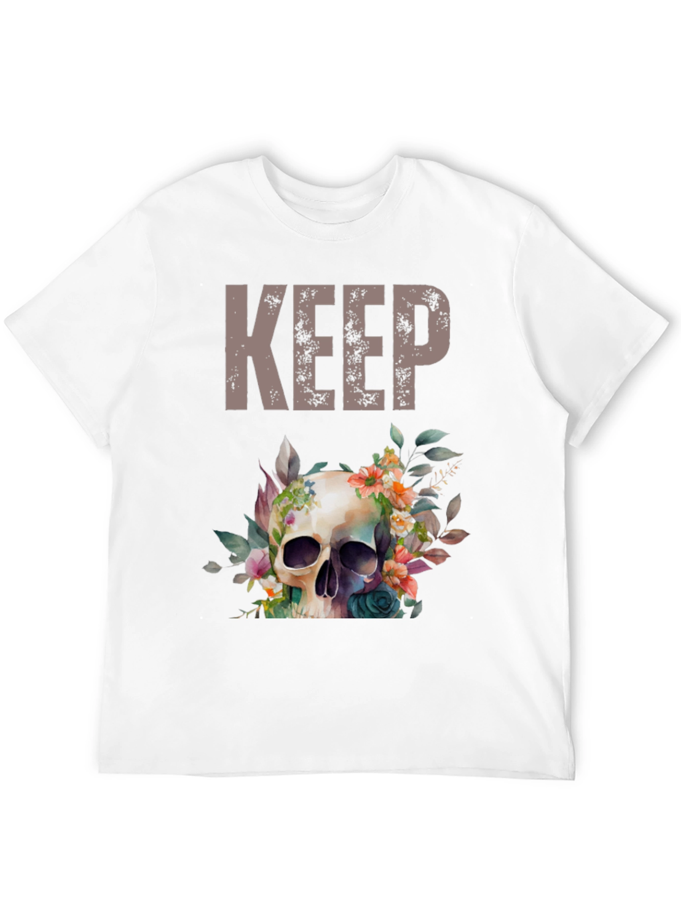 Floral Skull Graphic Tee - Keep Going