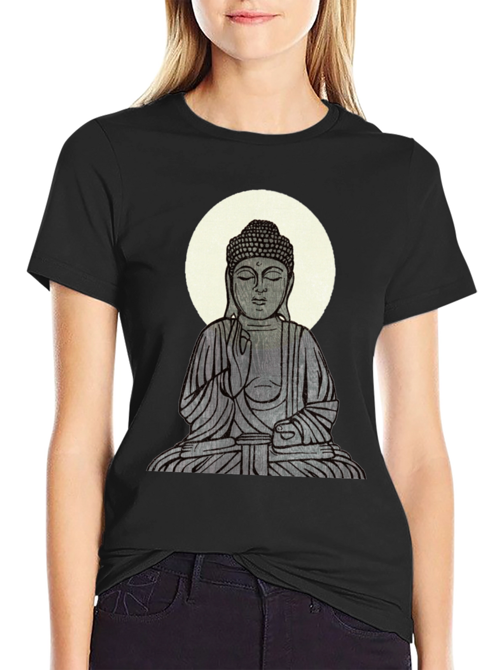 Buddha Graphic Print Black T-Shirt