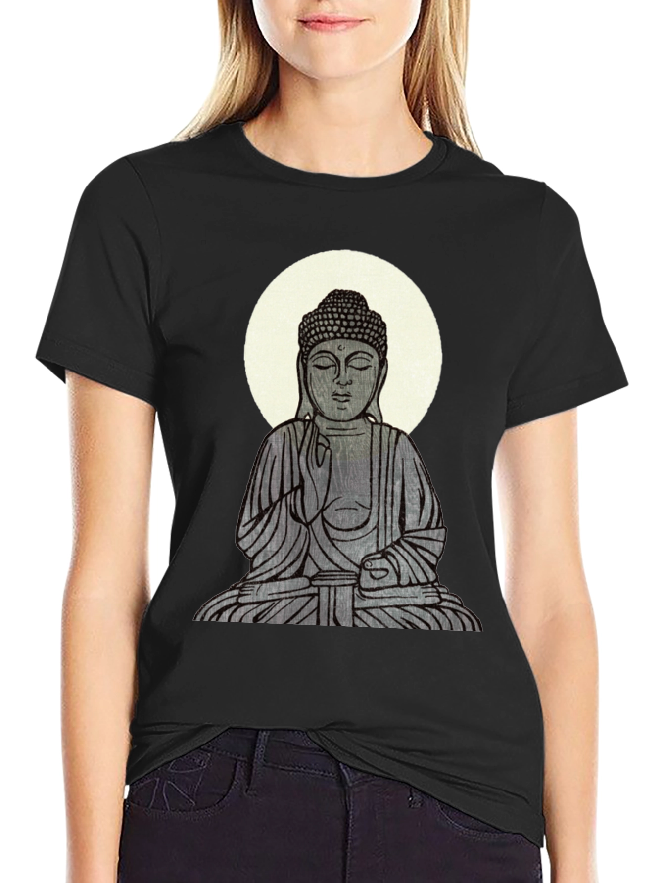 Buddha Graphic Print Black T-Shirt