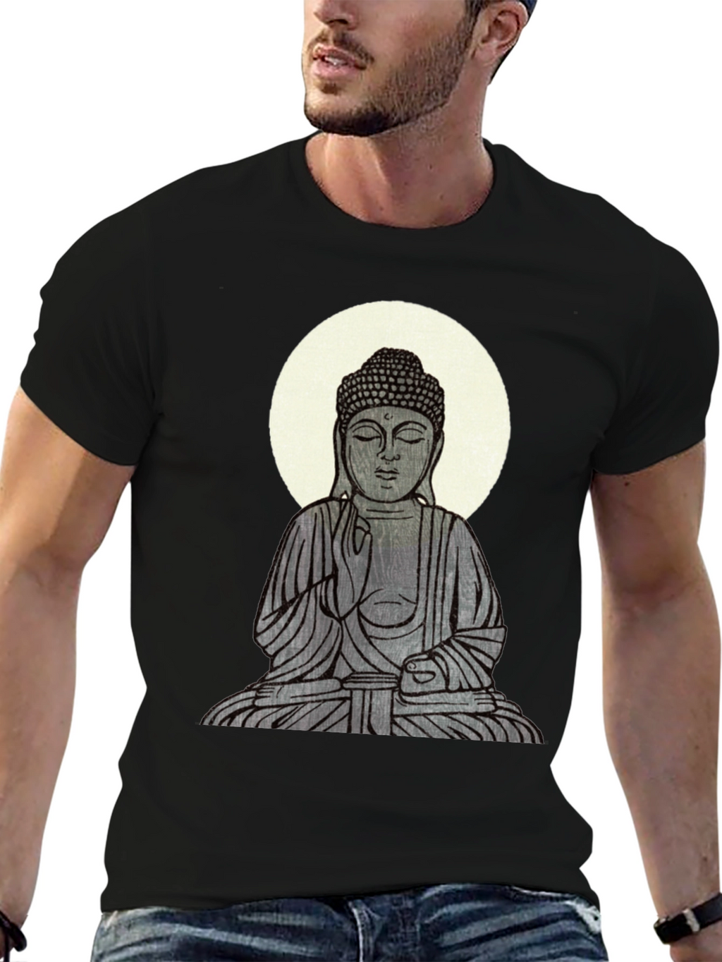 Buddha Graphic Print Black T-Shirt
