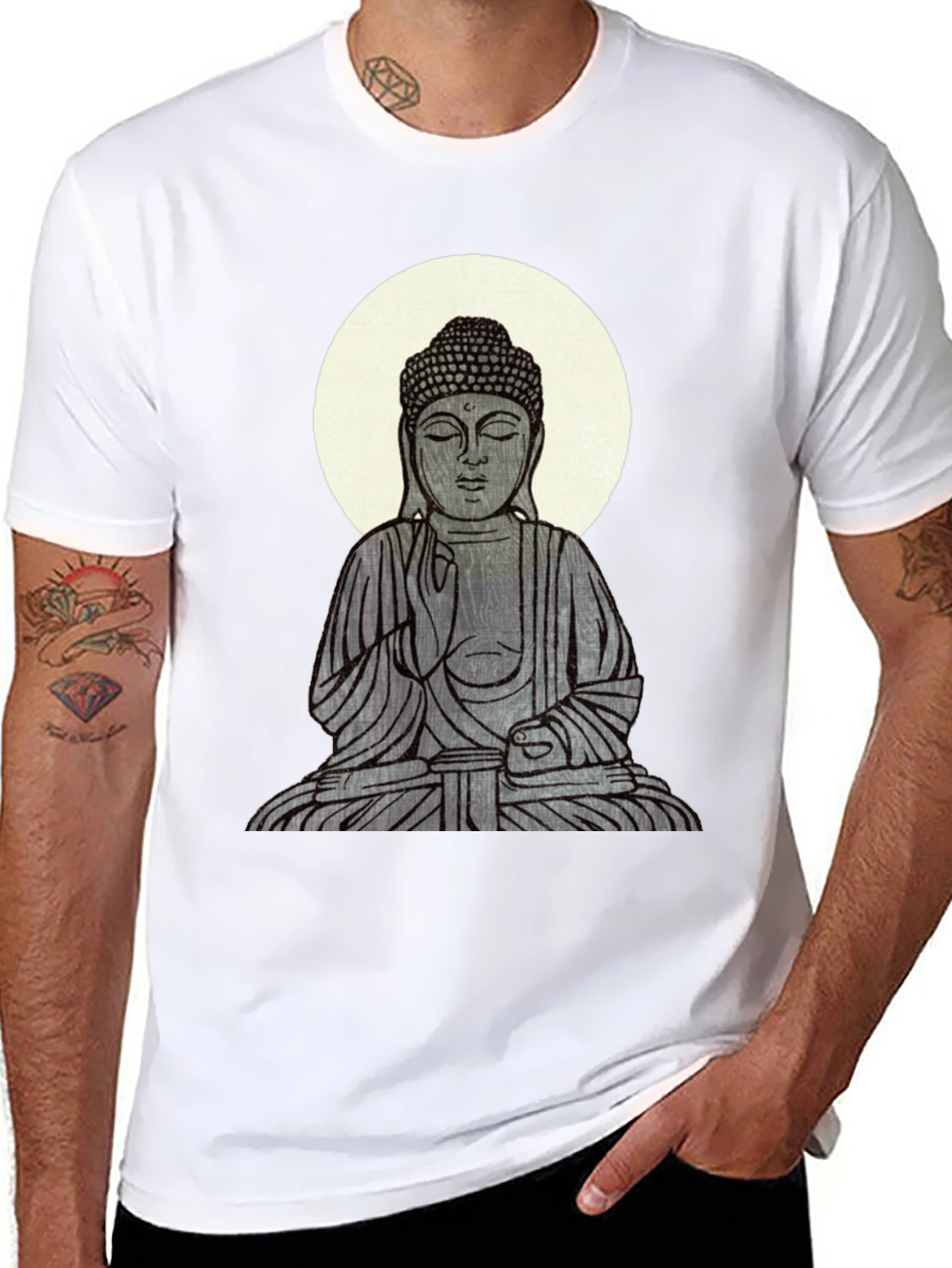 Buddha Graphic Print Black T-Shirt