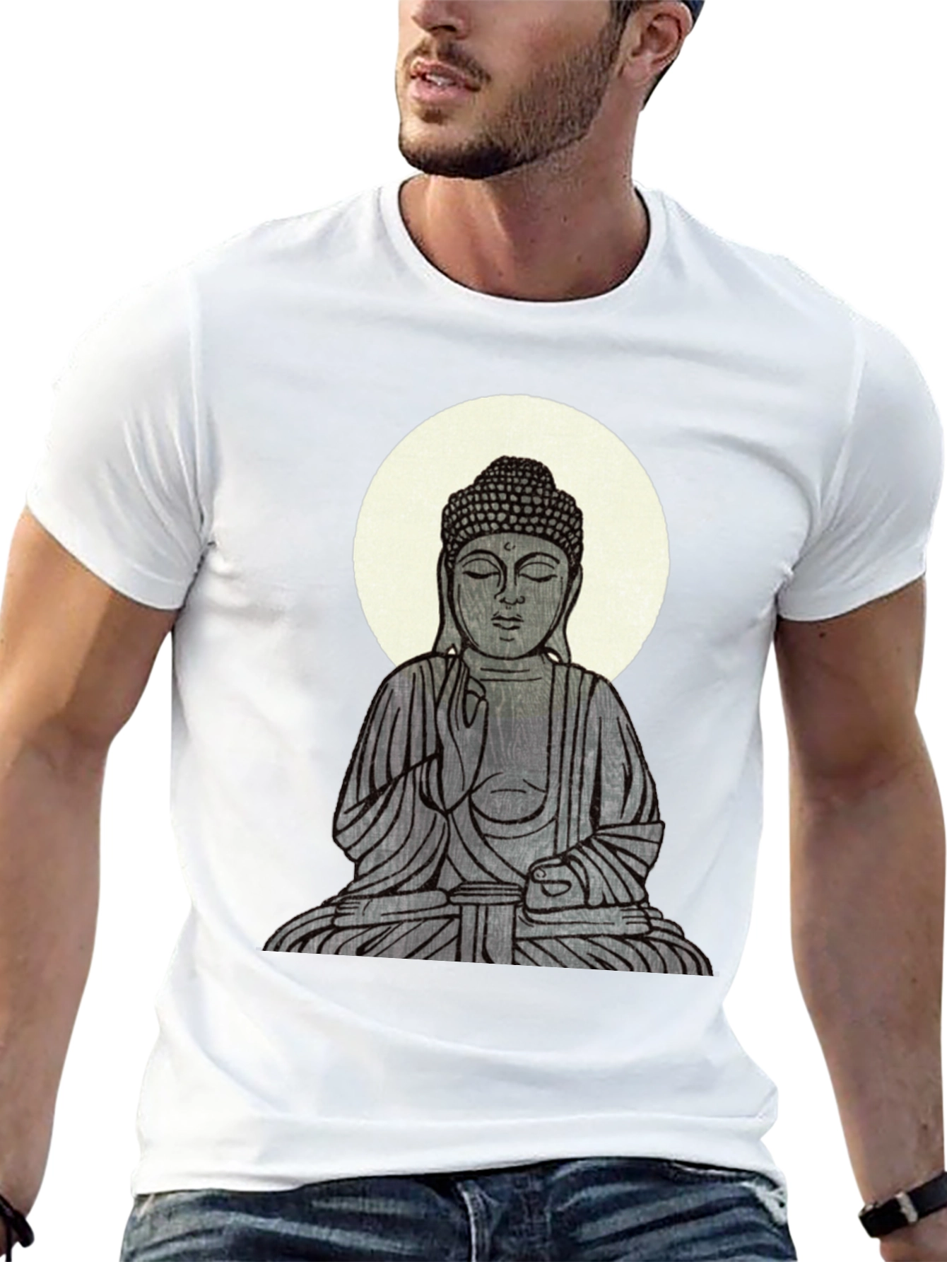 Buddha Graphic Print Black T-Shirt
