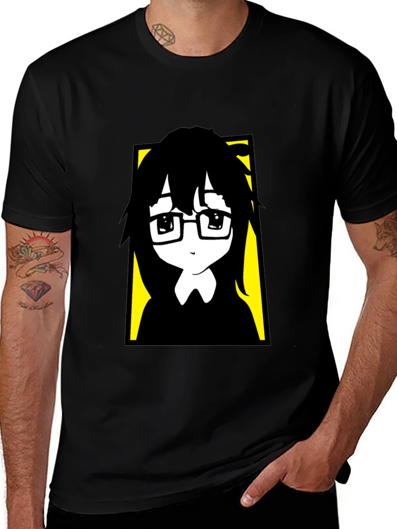 Anime Style Graphic Print Black T-Shirt