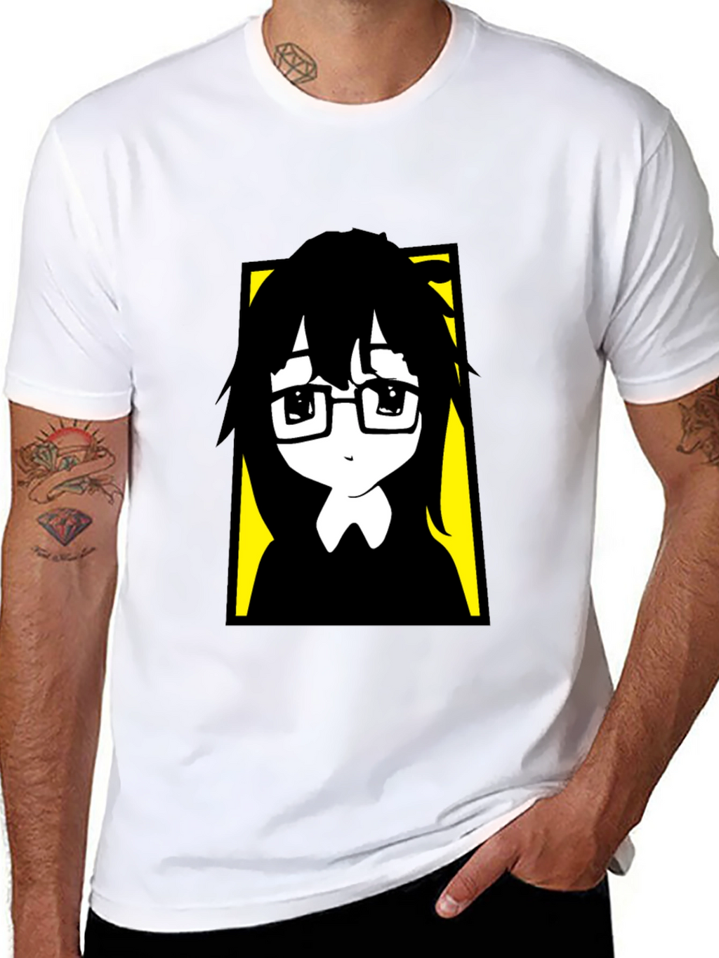 Anime Style Graphic Print Black T-Shirt