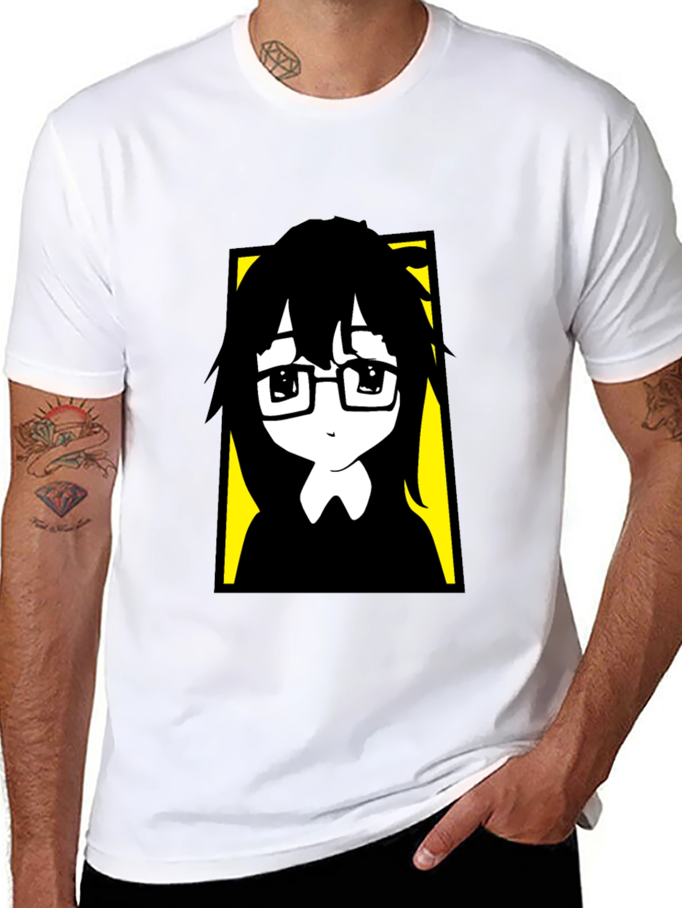 Anime Style Graphic Print Black T-Shirt