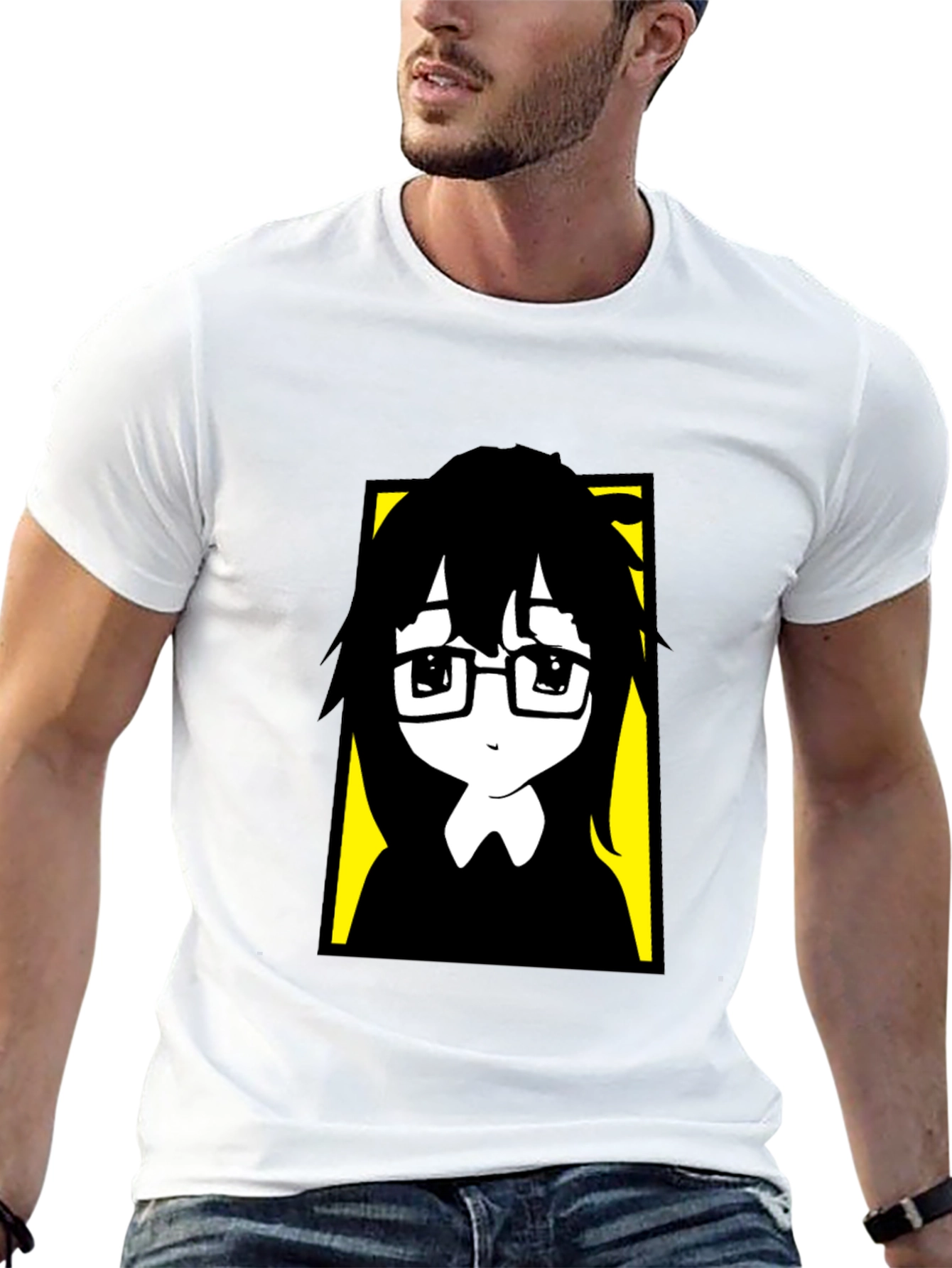 Anime Style Graphic Print Black T-Shirt