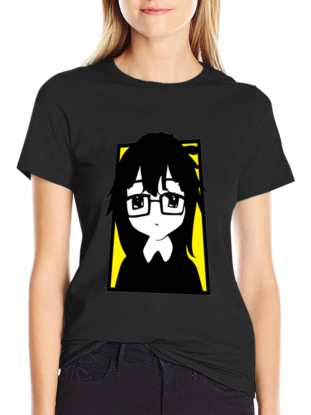 Anime Style Graphic Print Black T-Shirt