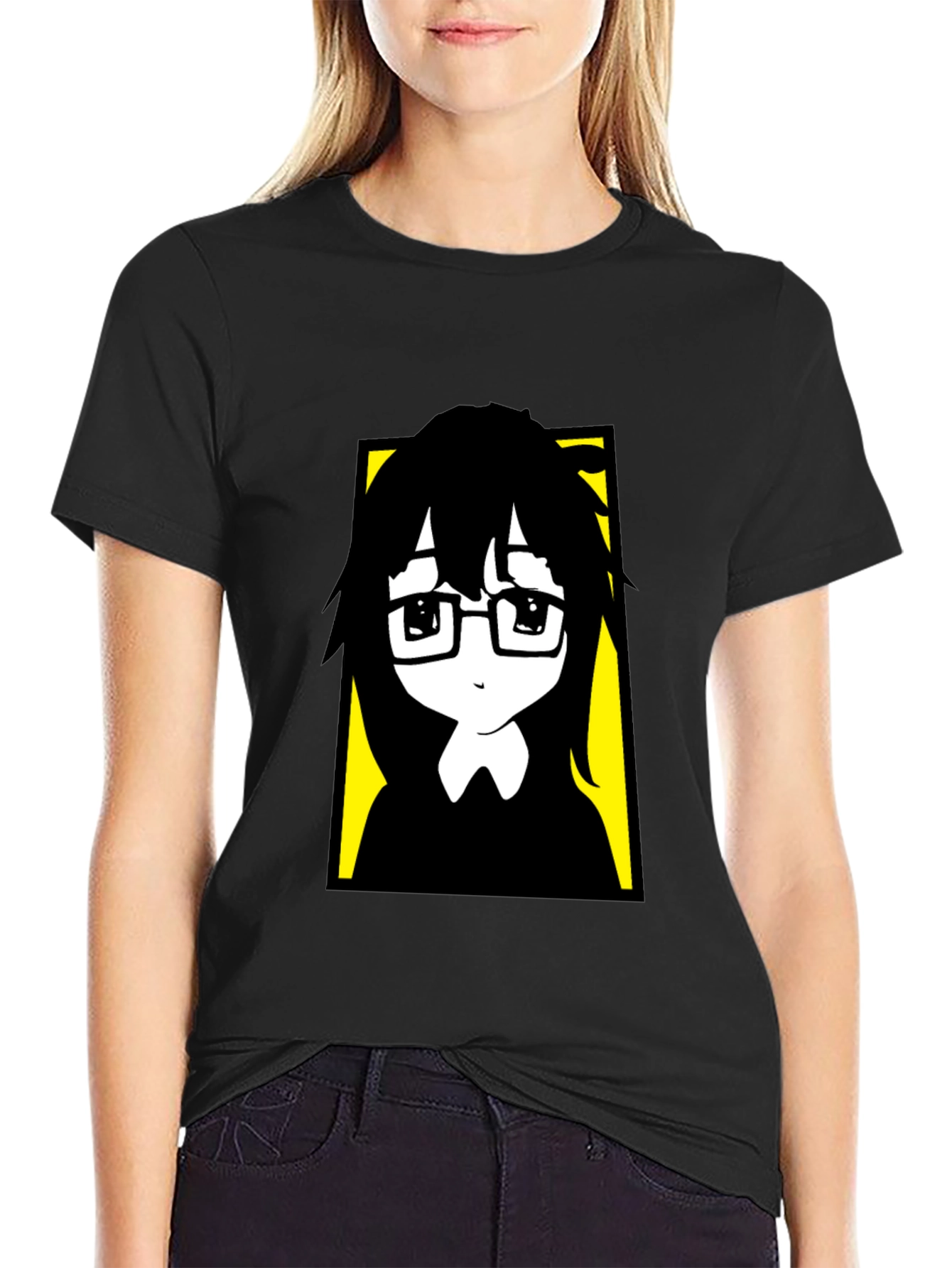 Anime Style Graphic Print Black T-Shirt