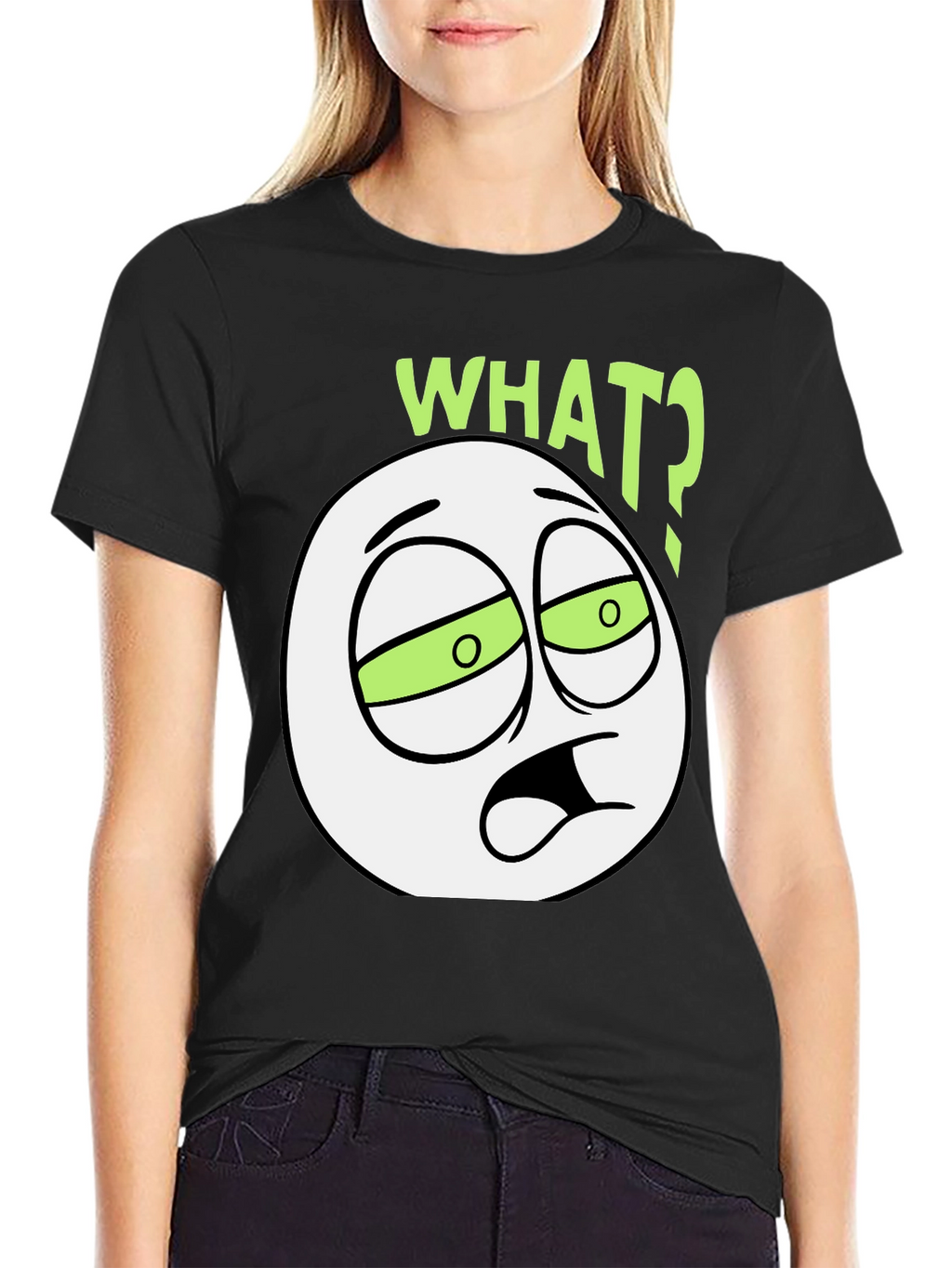 WTF Emoticon Black T-Shirt