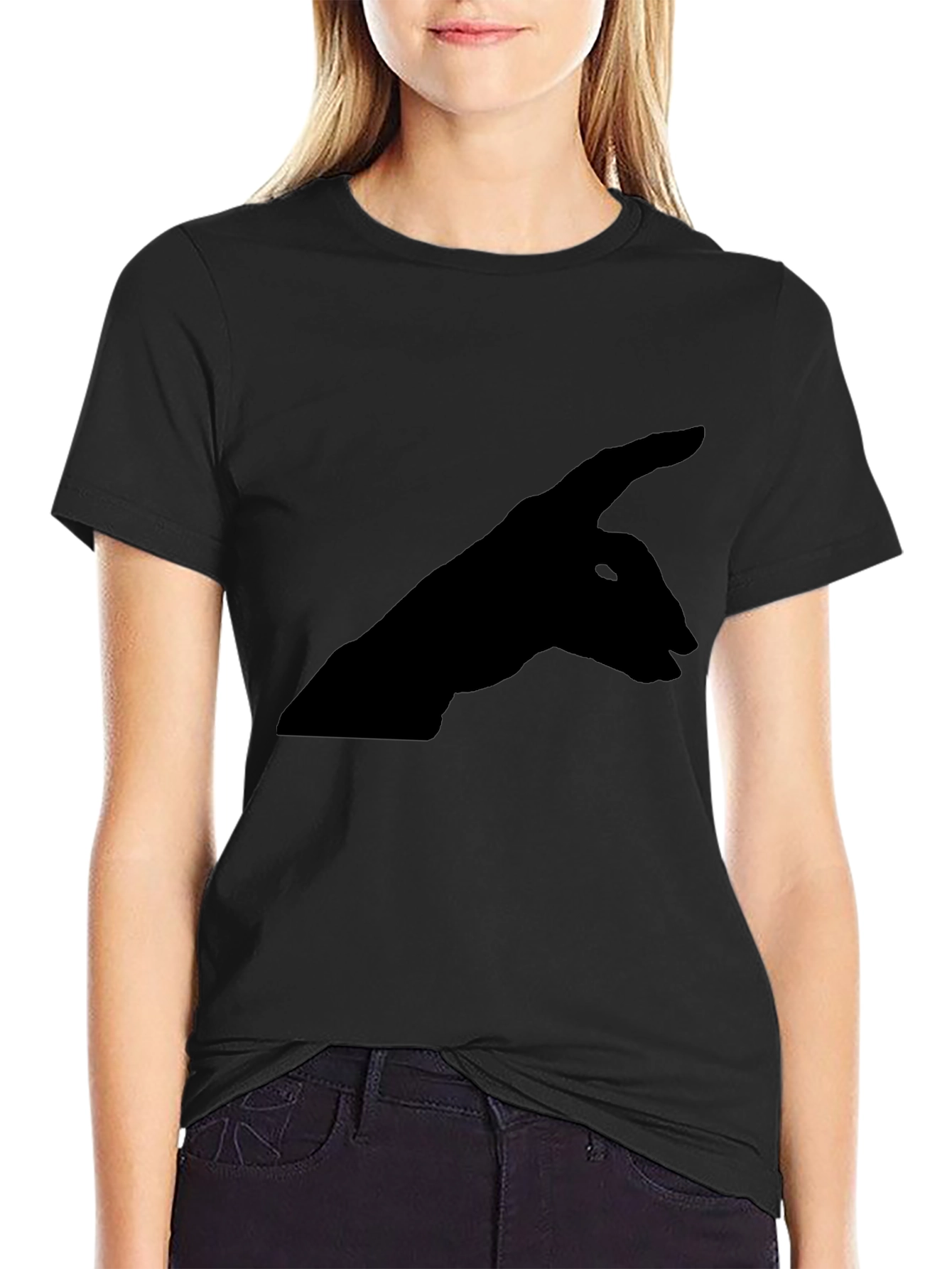 Mens Black T-Shirt with Hand Shadow Puppet Design