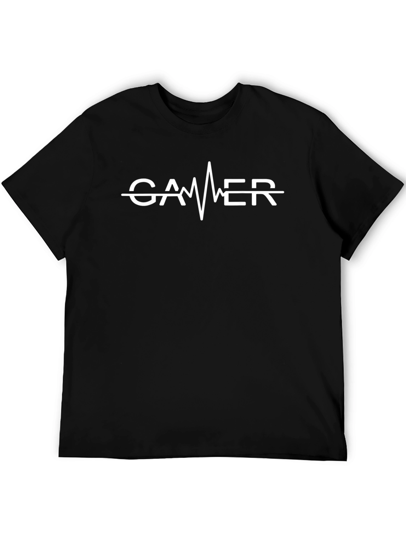 Gamer Heartbeat Graphic Tee - Black Cotton T-Shirt