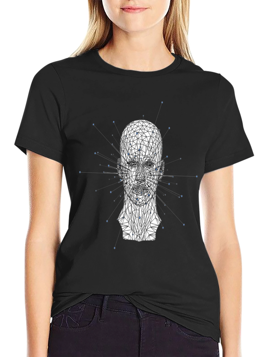Geometric Head Graphic Print Black T-Shirt