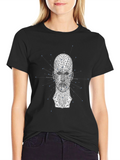Geometric Head Graphic Print Black T-Shirt