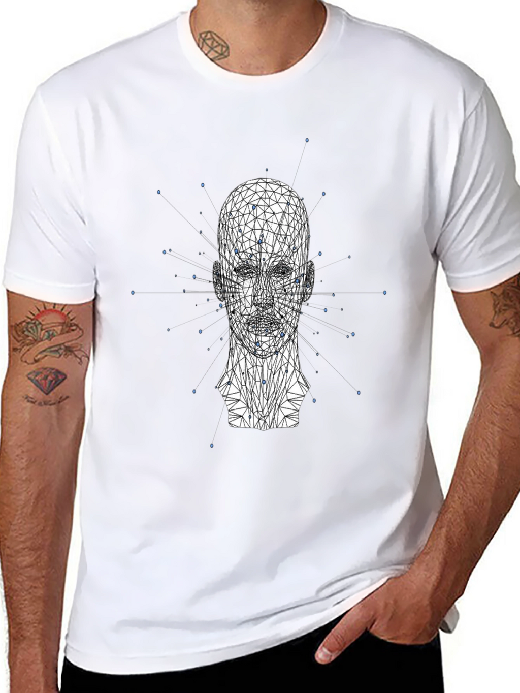 Geometric Head Graphic Print Black T-Shirt