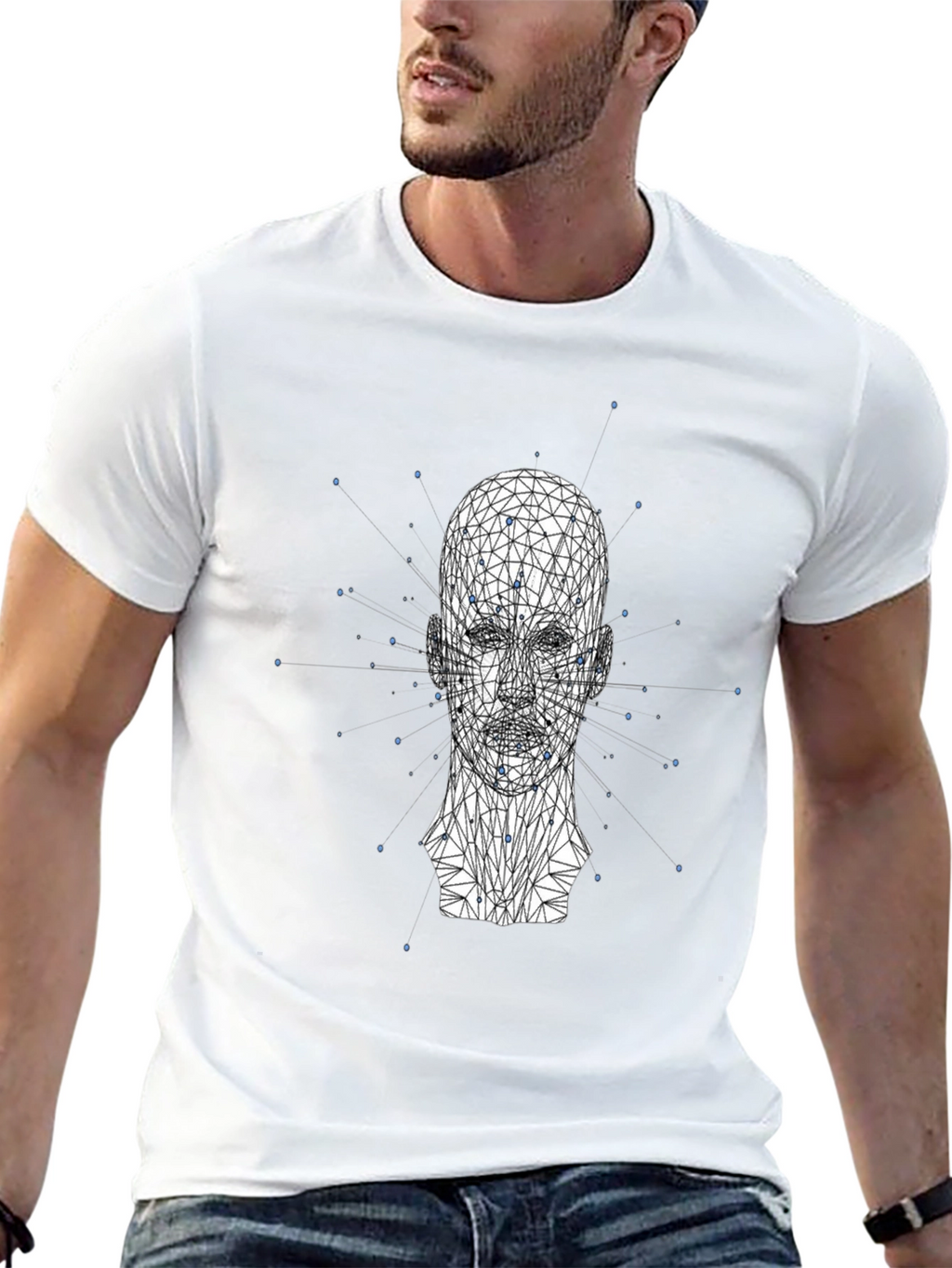 Geometric Head Graphic Print Black T-Shirt