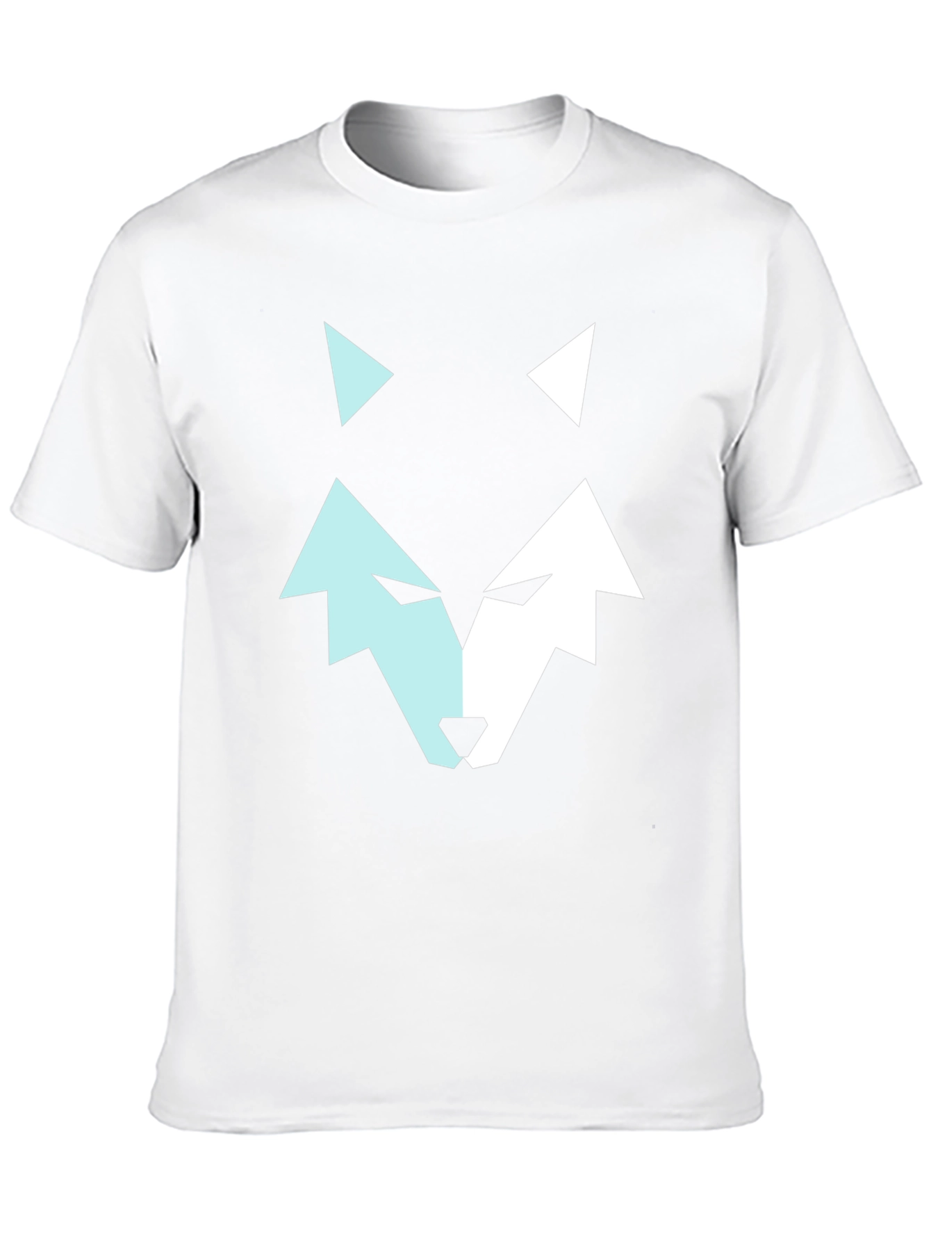 Geometric Wolf Graphic Tee - Modern Mens Black T-Shirt