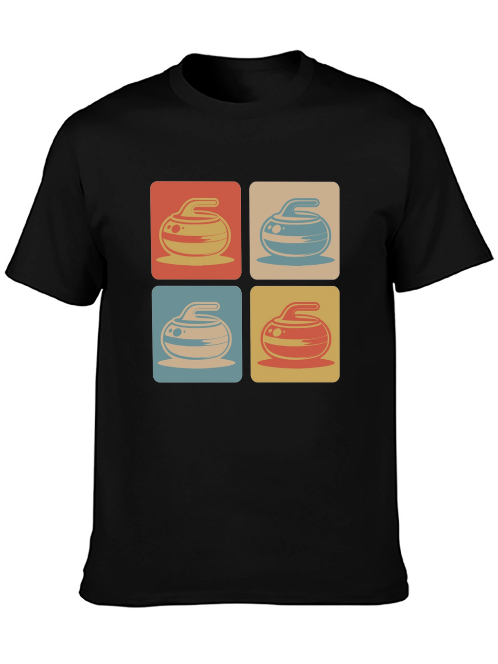 Retro Curling Rock Pattern Tee