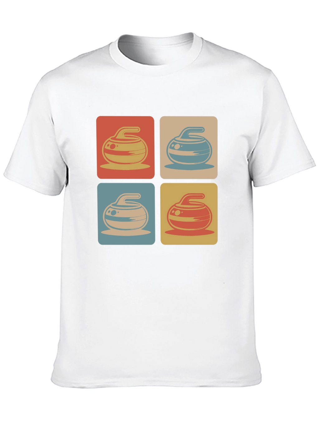 Retro Curling Rock Pattern Tee