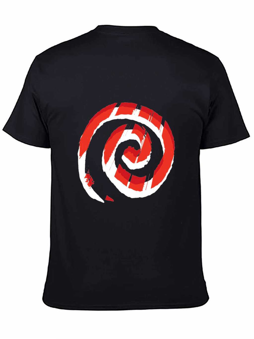 Red Swirl Graphic Print Black Tee