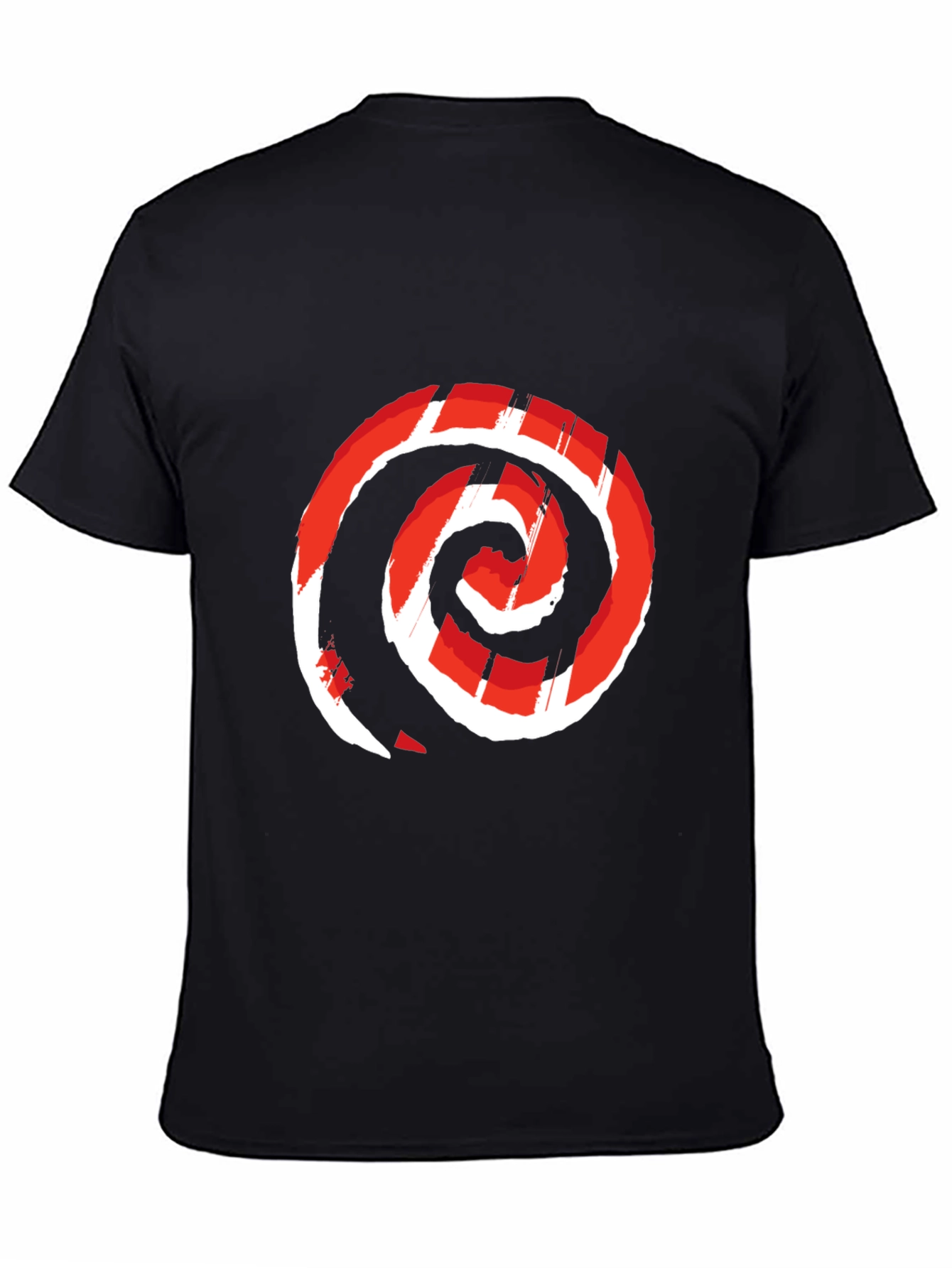 Red Swirl Graphic Print Black Tee