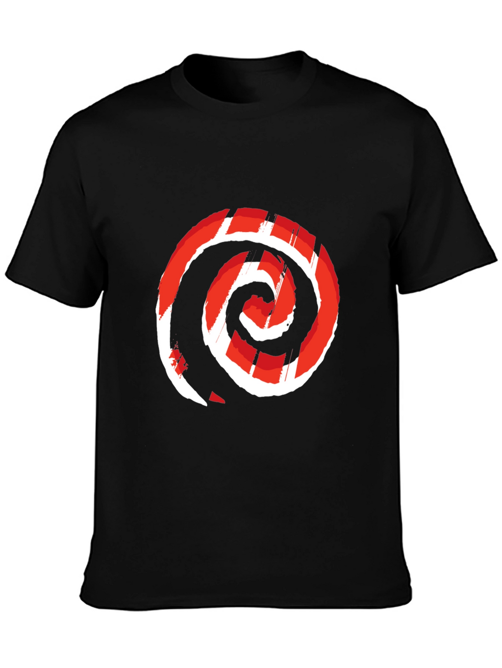 Red Swirl Graphic Print Black Tee
