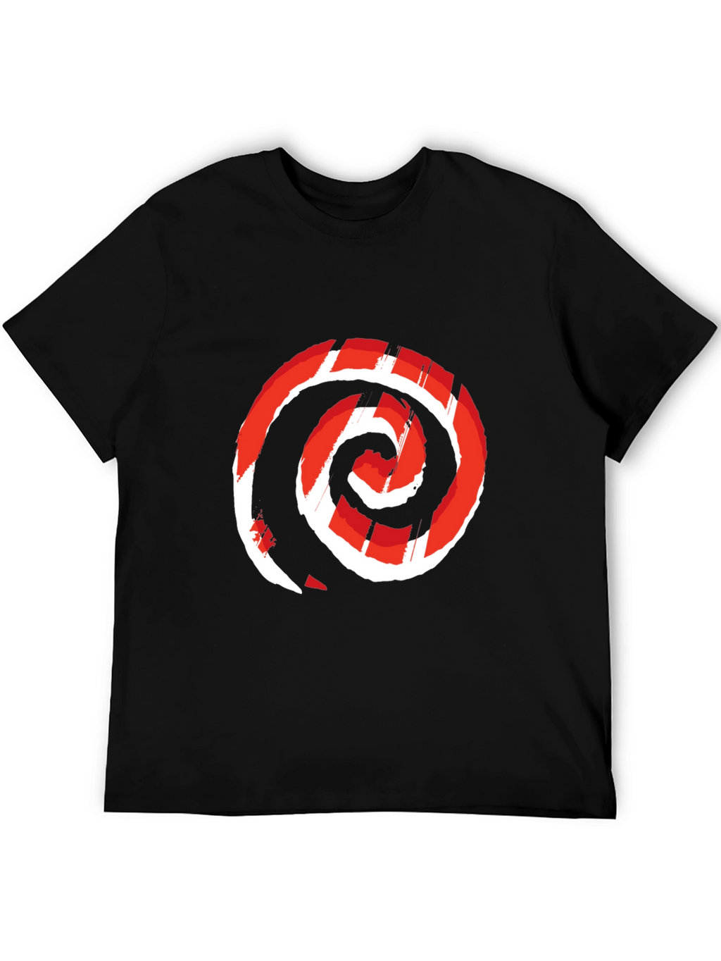 Red Swirl Graphic Print Black Tee
