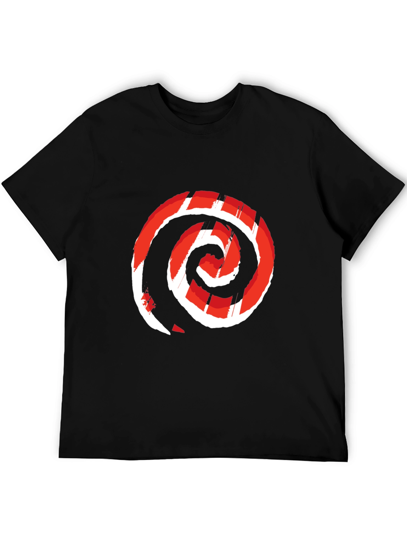 Red Swirl Graphic Print Black Tee