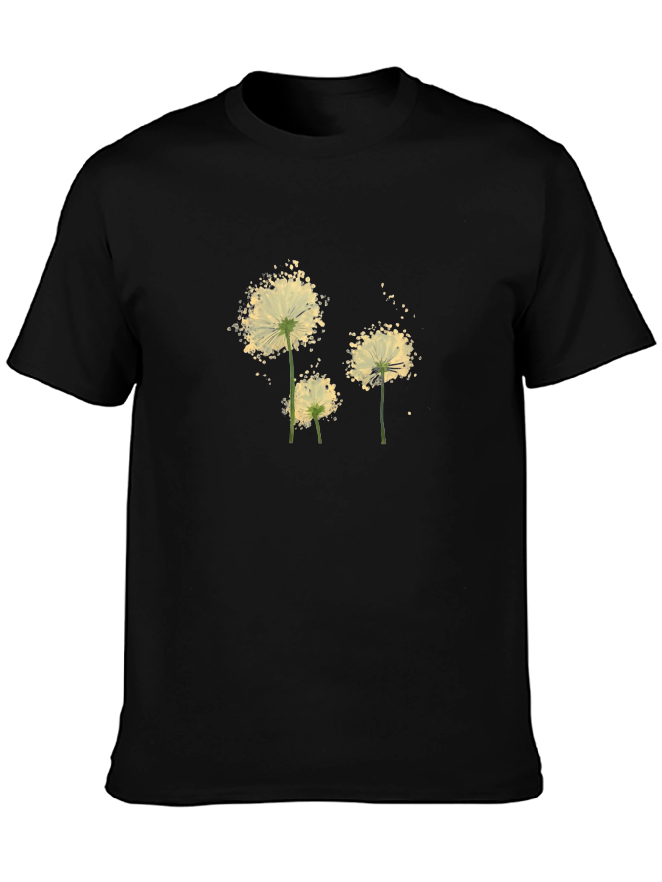 Dandelion Print Black Tee
