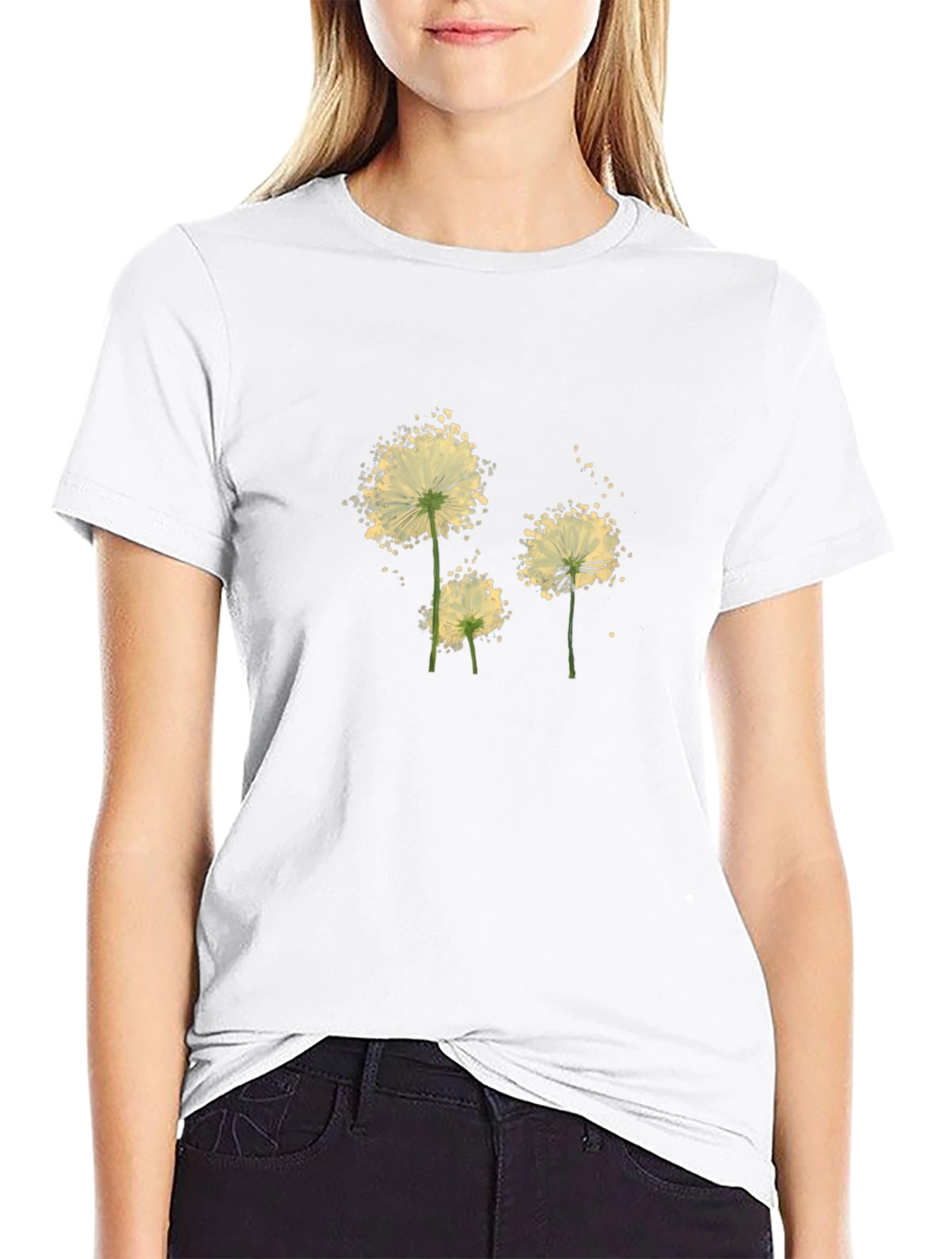 Dandelion Print Black Tee