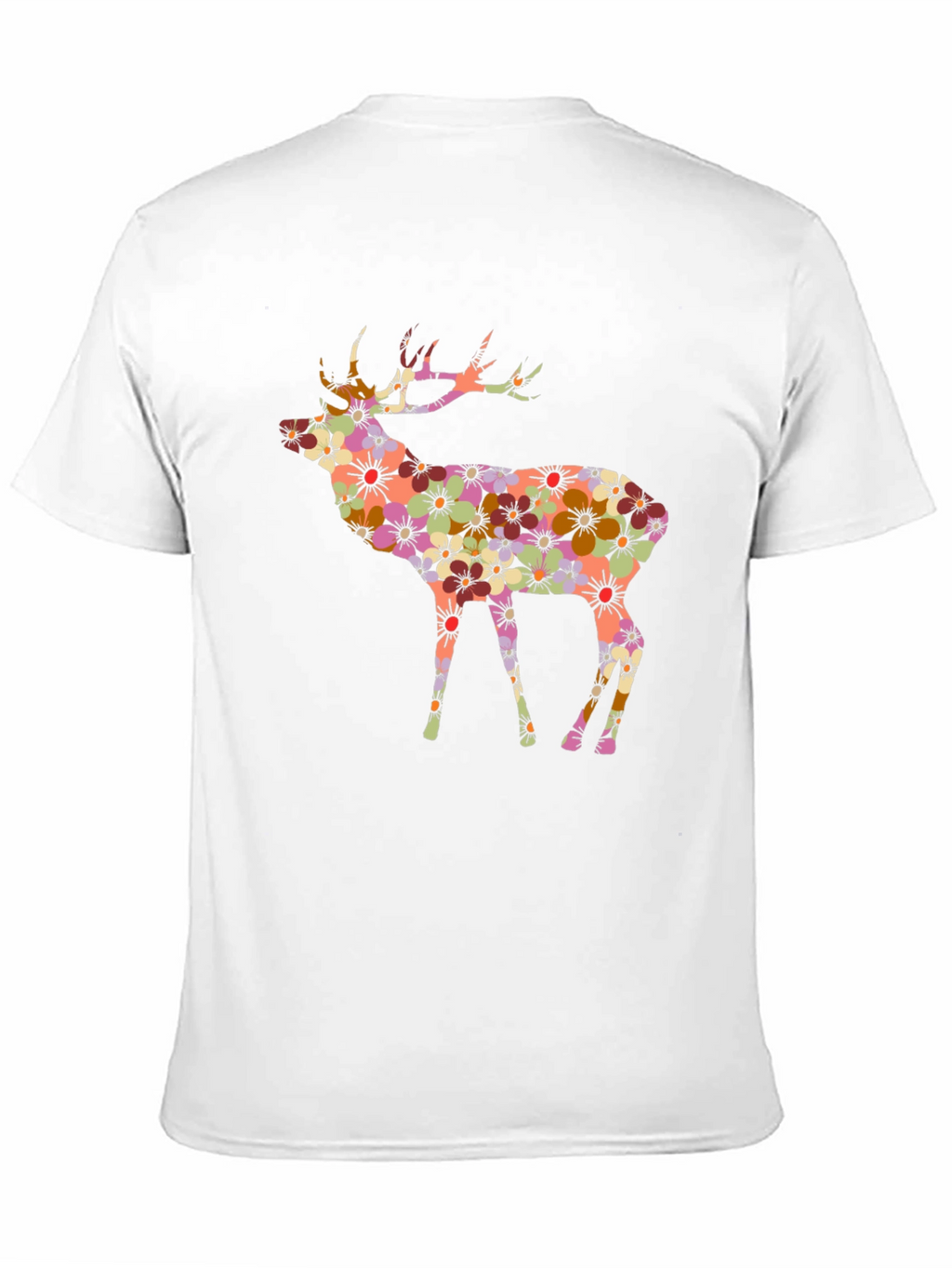Floral Deer Graphic Black T-Shirt